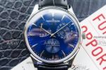Perfect Replica Jaeger Lecoultre Master Blue Face Black Leather Strap Chronograph 40mm Watch
